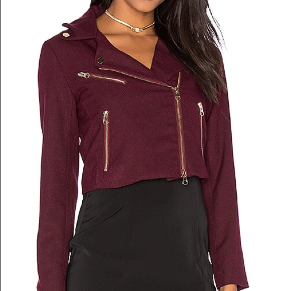 Bishop + Young burgundy Moto jacket NWOT